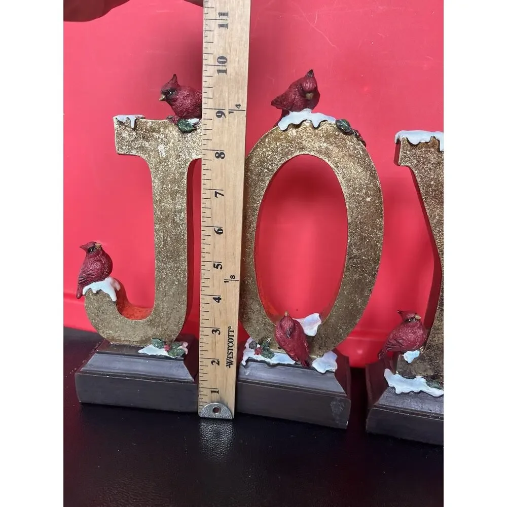 “JOY” Resin Christmas Decor With Cardinals